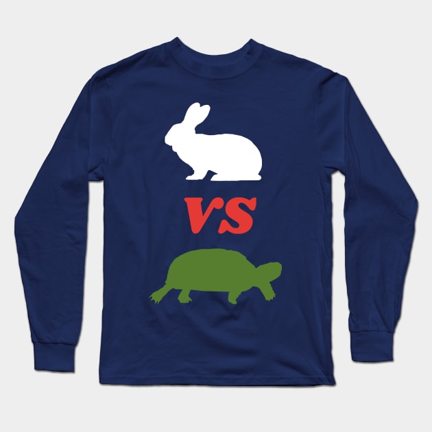 Rabbit VS Turtle Design Long Sleeve T-Shirt by Jled